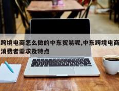 跨境电商怎么做的中东贸易呢,中东跨境电商消费者需求及特点
