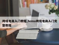 跨境电商入门教程,temu跨境电商入门完整教程