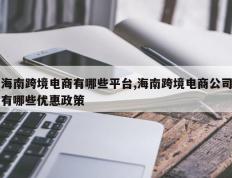 海南跨境电商有哪些平台,海南跨境电商公司有哪些优惠政策