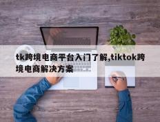 tk跨境电商平台入门了解,tiktok跨境电商解决方案