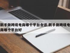 新手做跨境电商哪个平台合适,新手做跨境电商哪个平台好