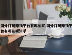 国外打码赚钱平台有哪些呢,国外打码赚钱平台有哪些呢知乎