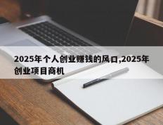 2025年个人创业赚钱的风口,2025年创业项目商机