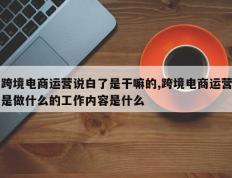 跨境电商运营说白了是干嘛的,跨境电商运营是做什么的工作内容是什么