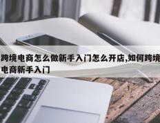 跨境电商怎么做新手入门怎么开店,如何跨境电商新手入门
